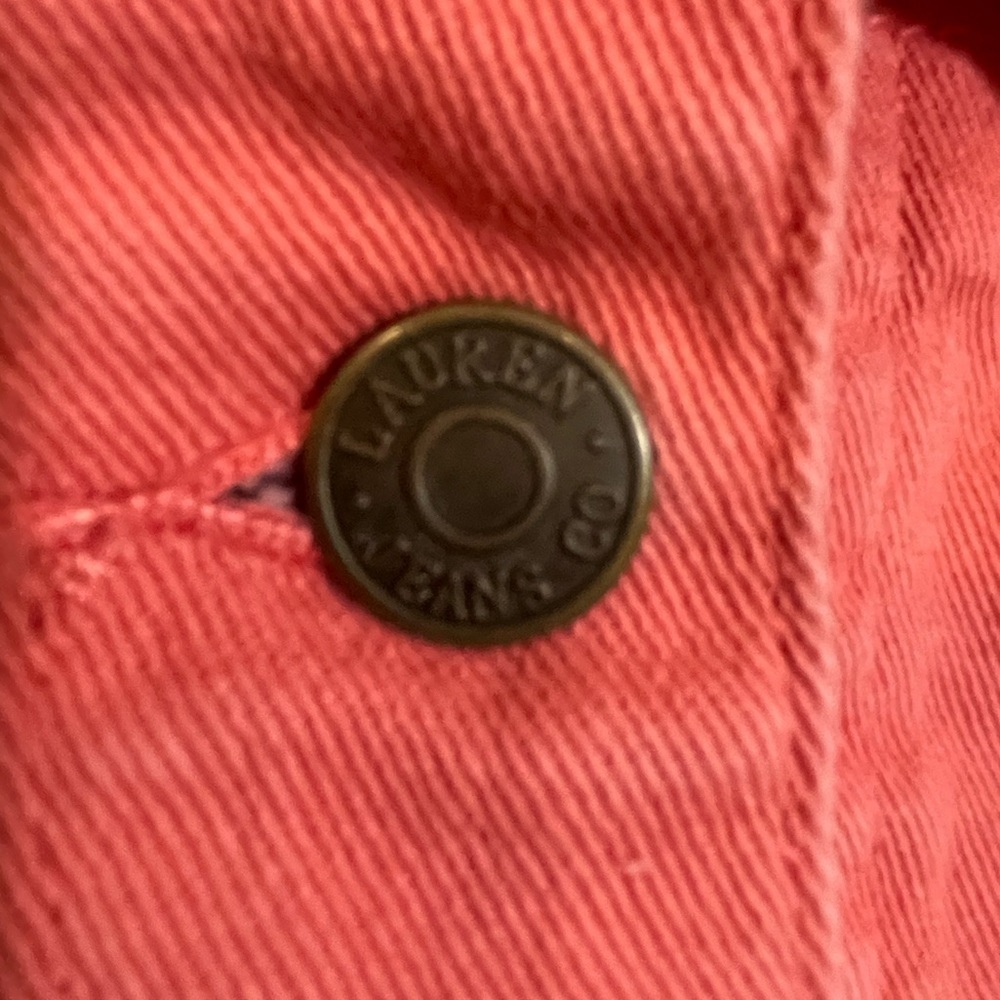 Lauren Ralph Lauren Jean Jacket Salmon Pink Denim Women’s Size Medium - Picture 5 of 10